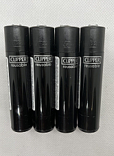 Genuine Clipper   SOLID  Black Refillable Flint normal flame  4 Pack +5 large C