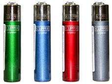 Clipper micro  gas refillable lighters set of 4 CRYSTAL& 3 METALLIC CLIPPER Gold