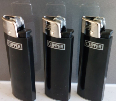 3 x Clipper super lighter gas , Large  solid color black