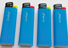 Cricket lighters lot of 4 Large slimline neon Blue disposable Normal flame