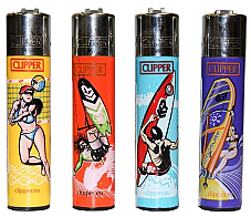 4 X Clipper Lighters. set of 4 Lighters  comes with a tube of 6 Clipper flints