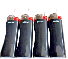 8 X large  disposable  Boom Lighters adjustable flame solid Black