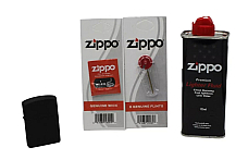 CRI Black Oil Lighter + Zippo Cigarette Lighter Refill Fluid 125ml+Wick+Flints