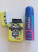 Yellow skull windproof Refillable jet flame soft touch Lighter comes with gas re