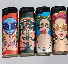 Flame club girl lighters high quality normal flame gas refillable x 4