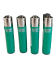 Genuine Clipper Lighter  SOLID green Large Flint normal flame    4 Pack